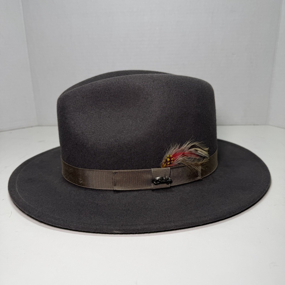 Vintage BAILEY of Hollywood Fedora Hat Men's Medium Dark Gray 100% Wool WPL5923